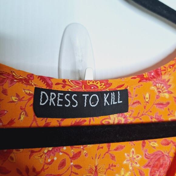 Dress To Kill Jane Mohr Maxi Ditsy Floral Maxi Dress 2 L/XL Sleeveless High Low - Picture 3 of 10